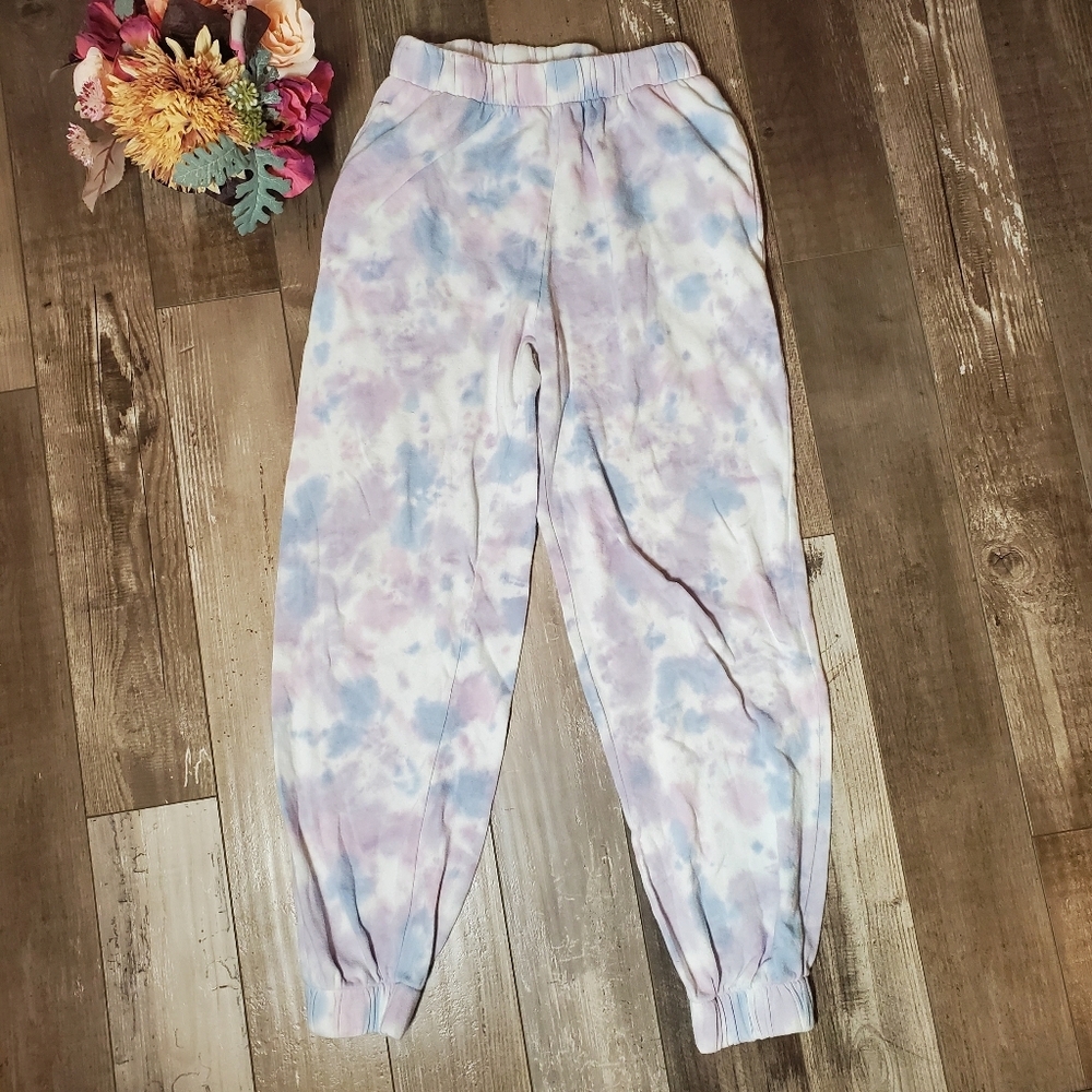 Stitch & Pine White Blue Purple Tie-Dye Jogger Sweatpants Women's Size Medium